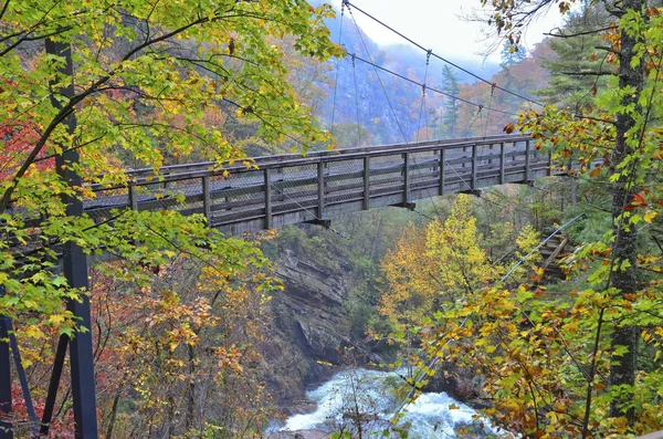 Most wiszący w Tallulah Gorge — Zdjęcie stockowe