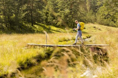 Kırsal'da yürüyüş genç adam
