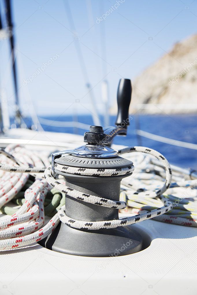 Rope on sailboat deck