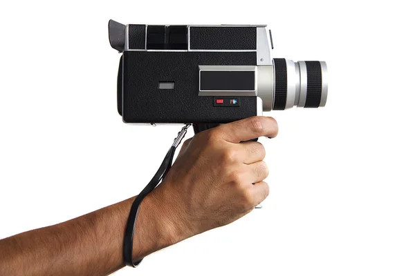 Hand holding vintage vide camera — Stockfoto