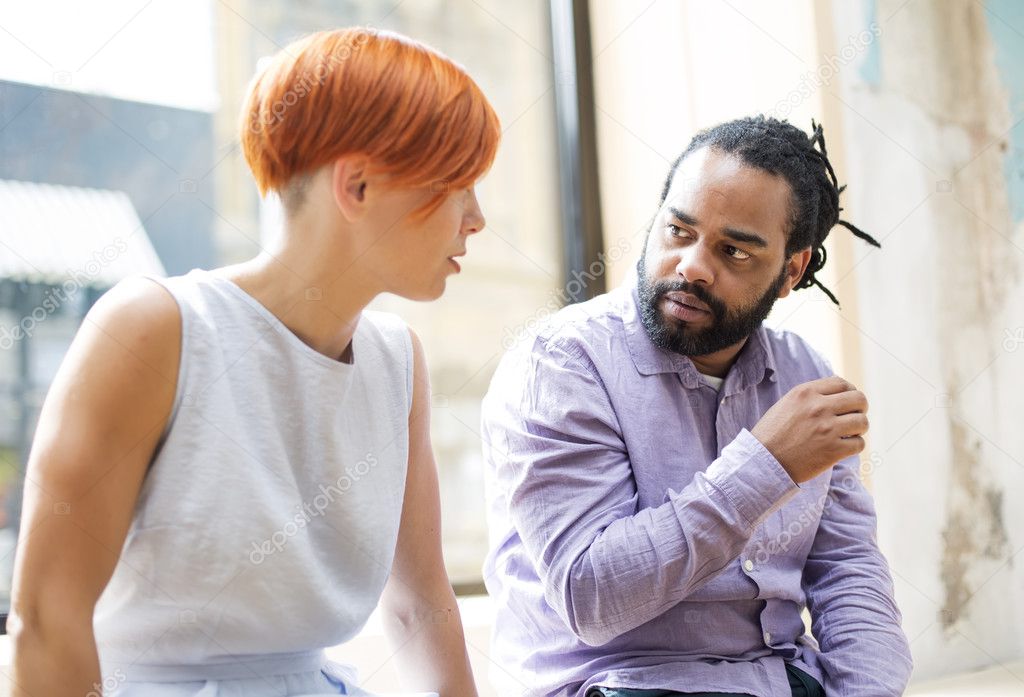 Multiracial friends talking