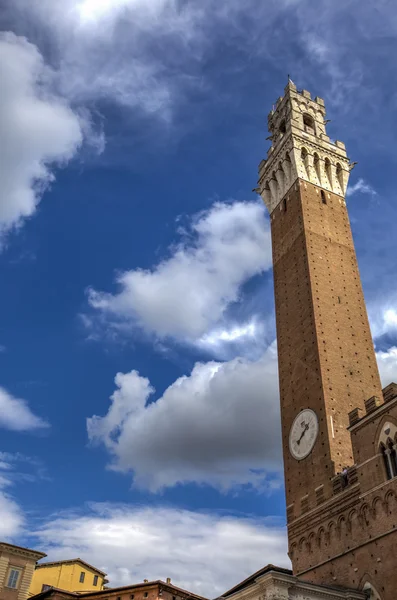 A Palazzo Publico és Torre del Mangia torony, Siena — Stock Fotó