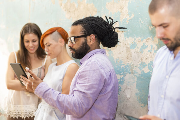Young people using devices