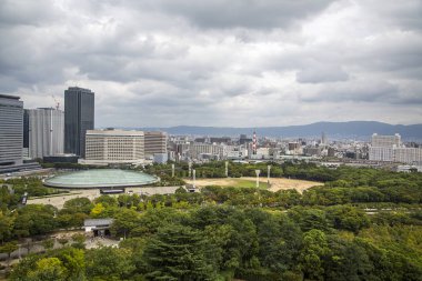 Panoramik manzaraya Osaka, Japonya
