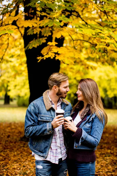 Romantic couple in the park — Stock Photo, Image