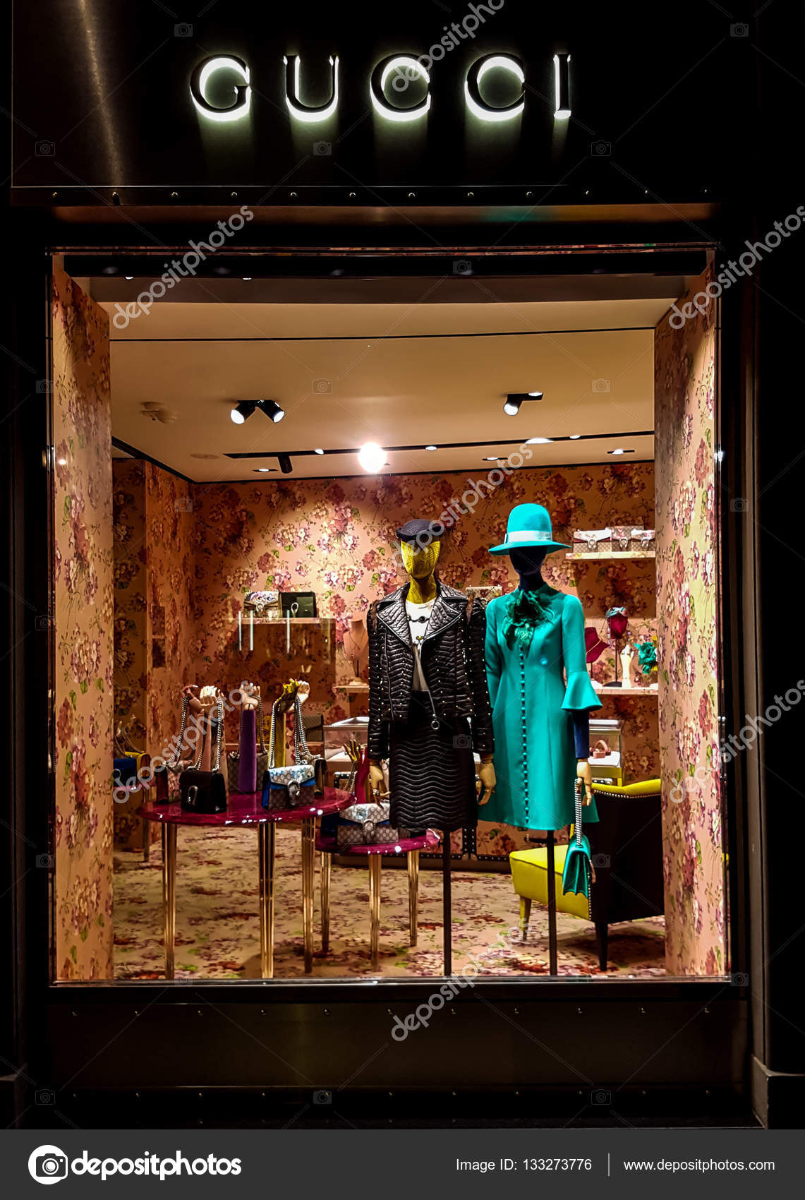 Louis Vuitton Store Window Displayflorence Stock Photo - Download