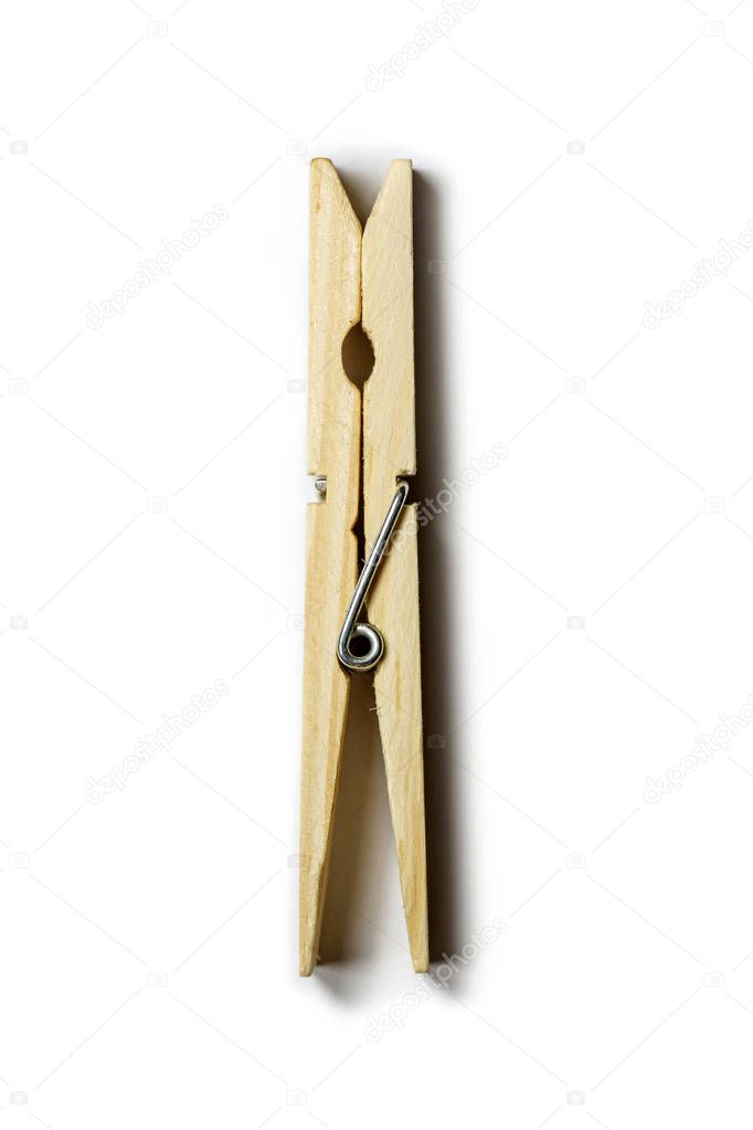 Single wooden clothespin