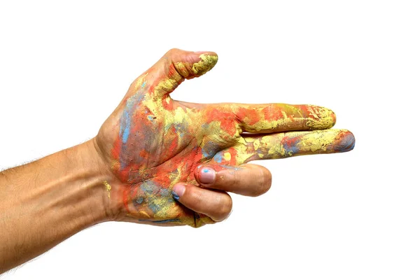 Mano humana en pinturas — Foto de Stock