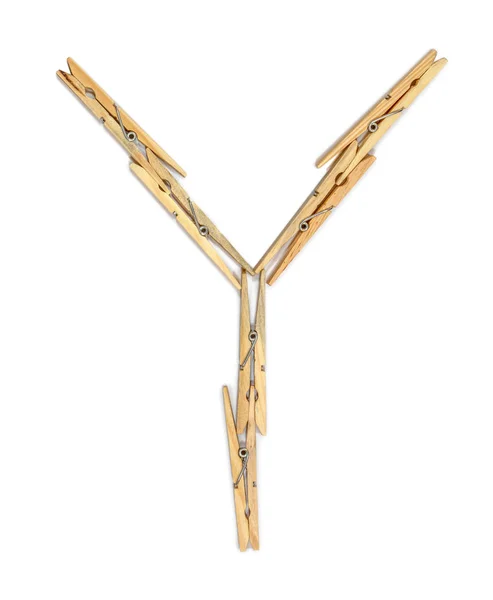 Clothespins letter Y — Stock Photo, Image