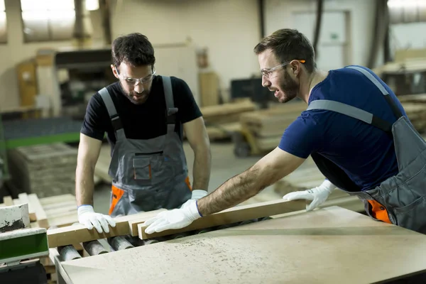 Junge Männer arbeiten in Holzwerkstatt — Stockfoto