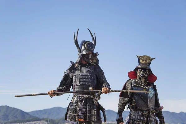 Guerrieri samurai al Santuario di Itsukushima — Foto Stock