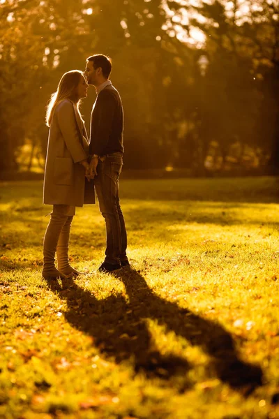 Boldog pár, az őszi park — Stock Fotó