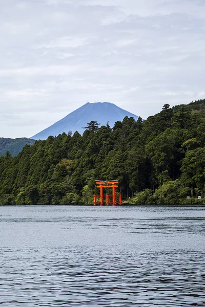 Torii Hakone tapınak Gölü ortaklaşa — Stok fotoğraf