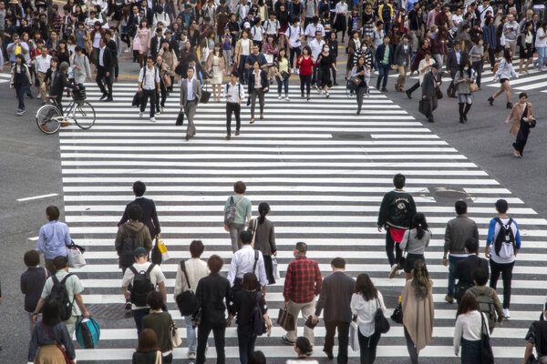 Unidentified people on the street in Shibuya