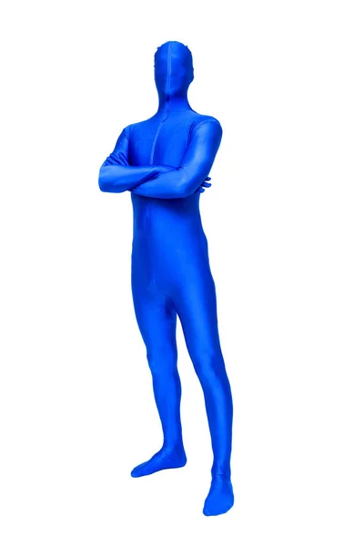 Mysterious blue man in morph suit — Stock Photo, Image