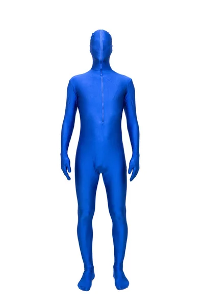 Mystérieux homme bleu en morphsuit — Photo