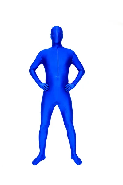 Mystiska blå mannen i morphsuit — Stockfoto