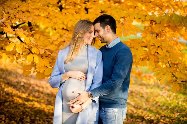 Joyeux couple dans le parc d'automne — Photo