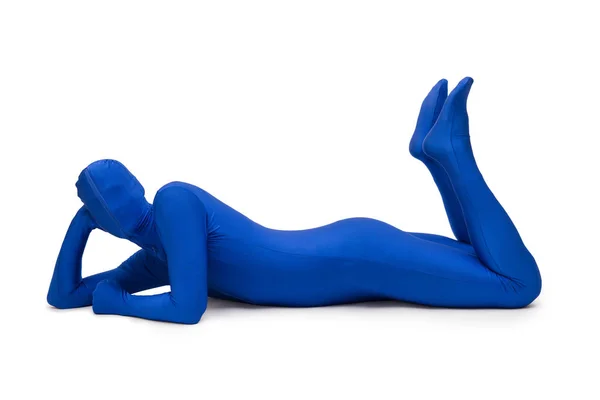 Mysterious blue man in costume — Stock Photo, Image