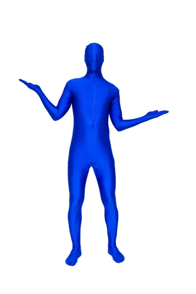 Mysterious man in blue costume — Stock Photo, Image