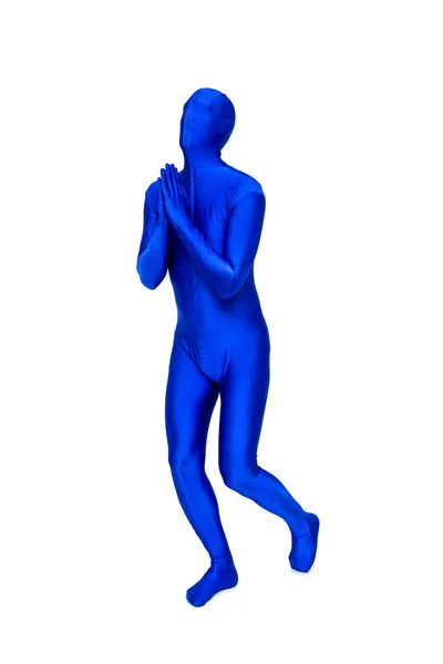 Mysterious blue man in costume — Stock Photo, Image