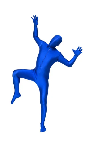 Mysterious blue man in costume — Stock Photo, Image