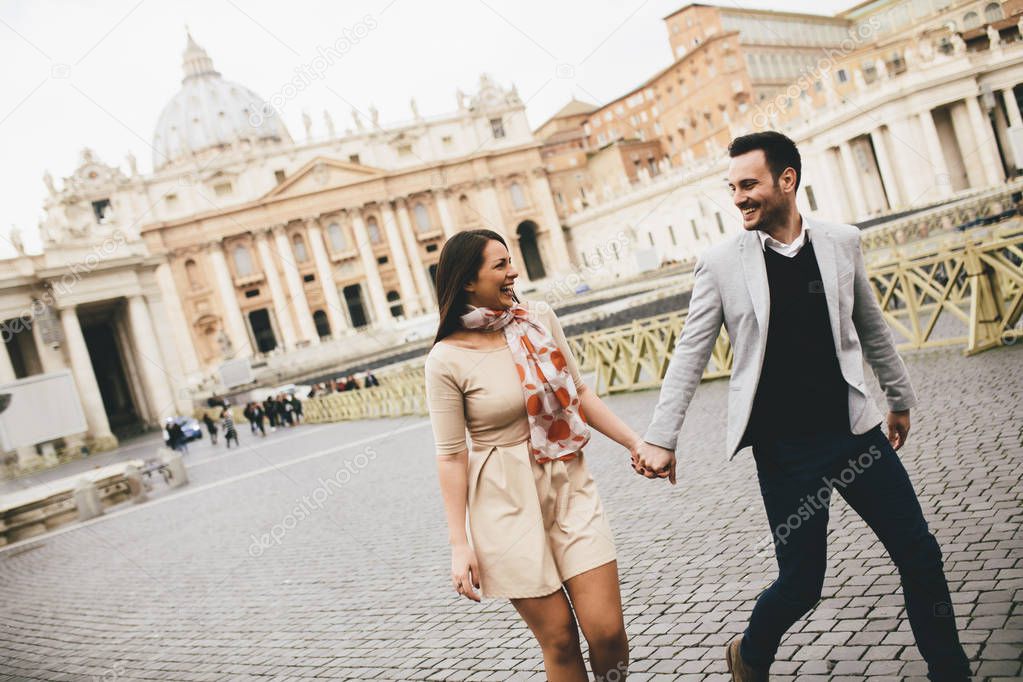 Loving couple in the Vatican