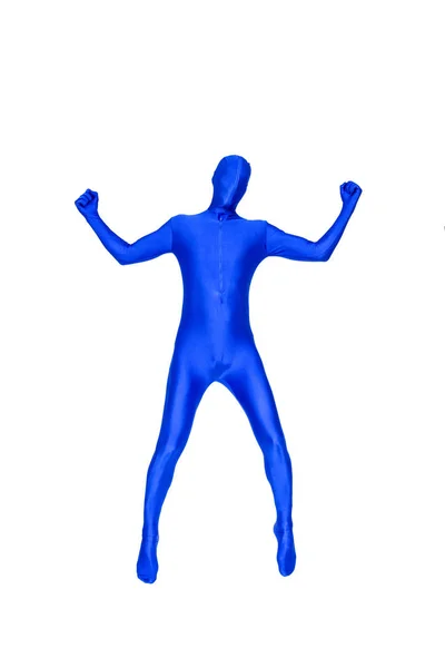 Mysterious blue man in costume — Stock Photo, Image