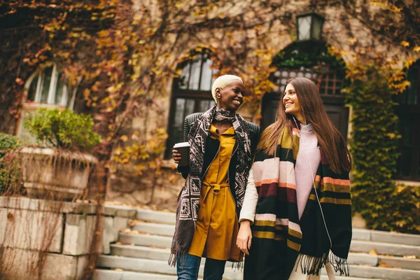 Multiracial unga kvinnor utomhus — Stockfoto