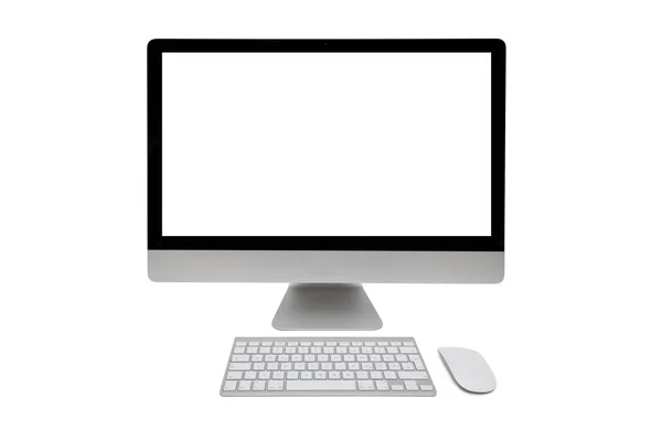 Computador de secretária com teclado sem fios — Fotografia de Stock