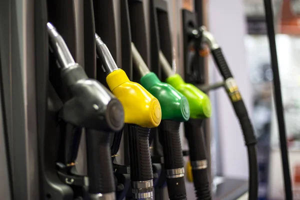 Fuel pistols on the petrol station — Stock Photo, Image