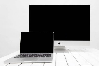 MacBook laptop and iMac computer clipart