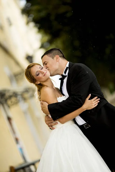 Wedding couple outdoors — Stock Photo, Image