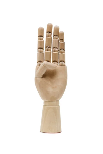 Wooden hand on white background — Stock Photo, Image