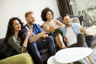 TV izlerken, elma şarabı içme arkadaş