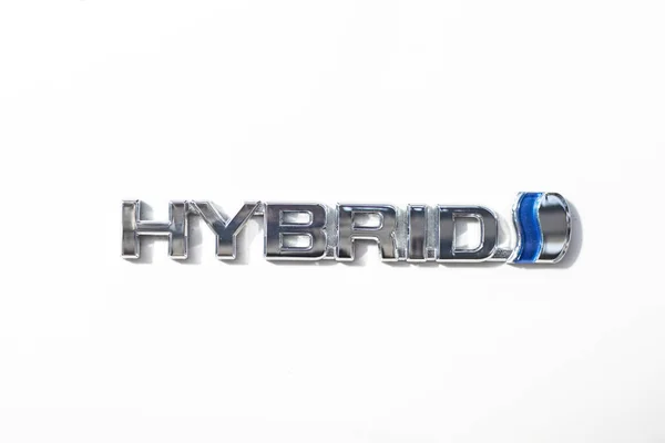 Hybrid-Zeichen auf Toyota Prius Auto — Stockfoto