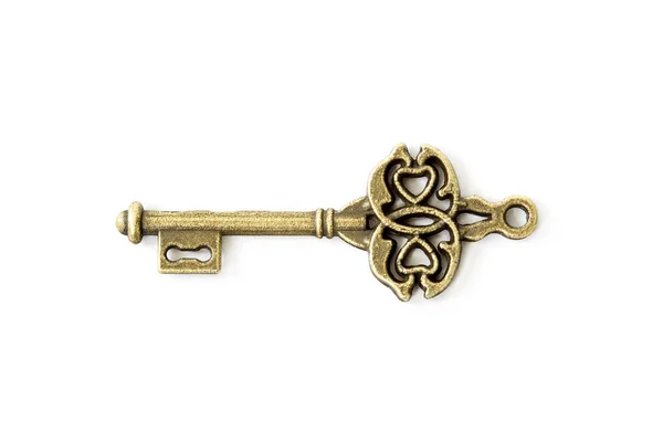 Vintage-Schlüssel auf weißem Hintergrund — Stockfoto