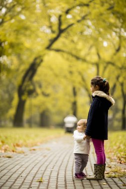 Little sisters sonbahar parkta