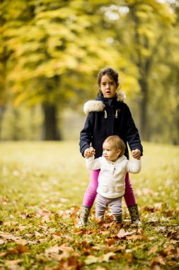 Little sisters sonbahar parkta