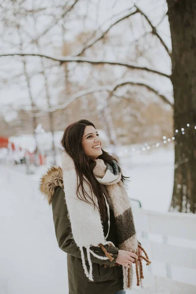 Hübsche junge Frau an einem Wintertag — Stockfoto