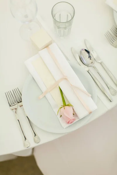 Top view at wedding table decoration — Stock Photo, Image