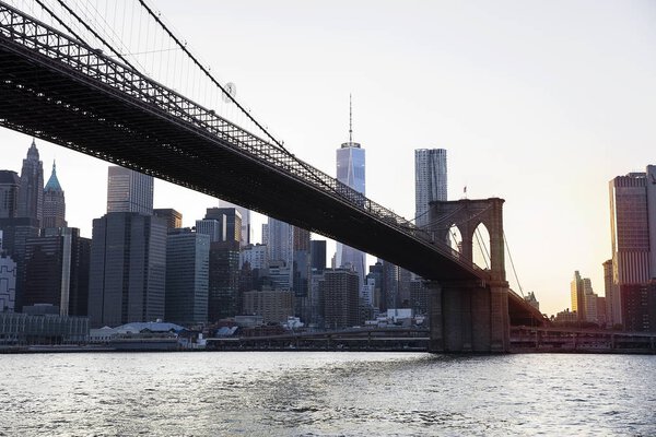 Detail of the Brooklyn bridge in New York City