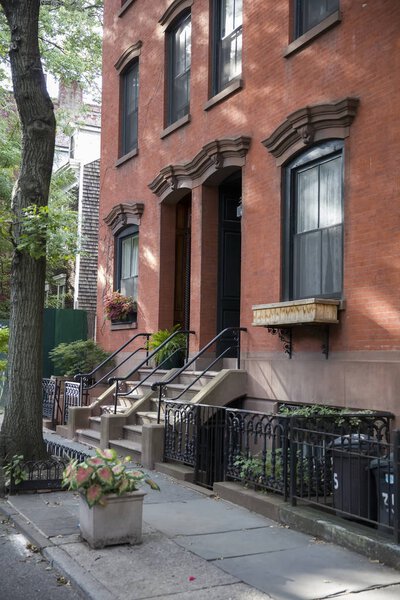View at traditional buildings in Brooklyn Heights at New York City