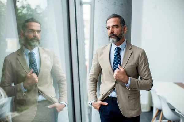 Бородатый привлекательный бизнесмен средних лет — стоковое фото