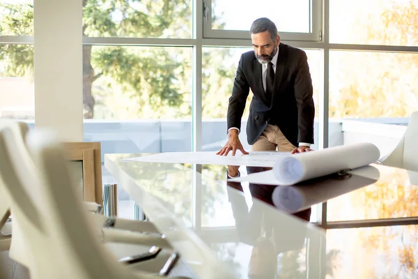 Knappe middelbare leeftijd zakenman in moderne kantoor — Stockfoto