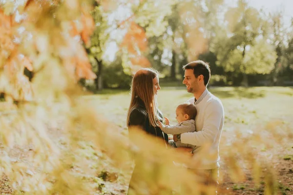 Mutlu anne bebek çocuk sonbahar Park ile — Stok fotoğraf