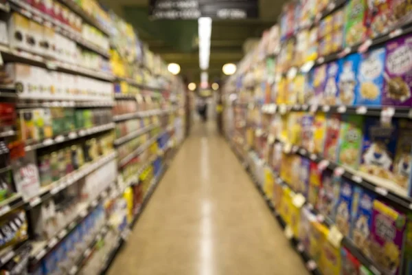 Ver Tienda Fondo Desenfocado Lleno Productos — Foto de Stock