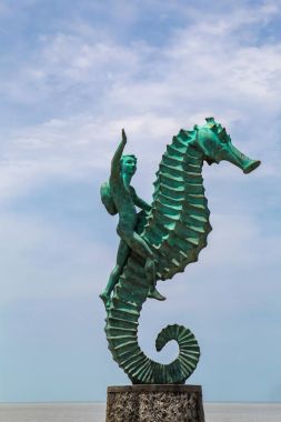 Çocuk Puerto Vallarta Meksika Seahorse heykel