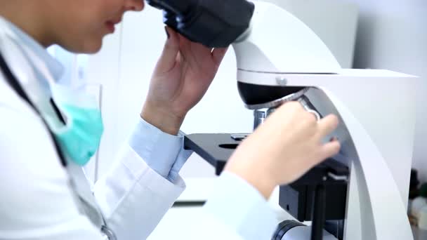 Doctor Looking Microscope Laboratory — Stock Video