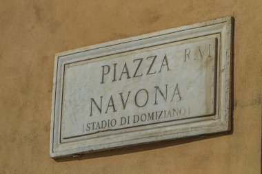 Piazza Navona sokak işareti Roma, İtalya